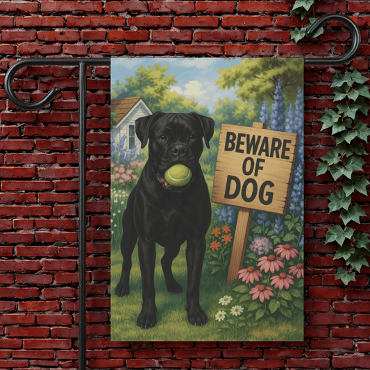 Printify Garden Flag 12'' × 18'' Black Boxer Funny Beware Garden Flag