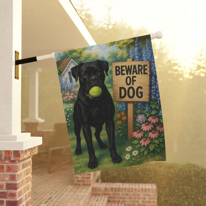 Printify Garden Flag Black Boxer Funny Beware Garden Flag