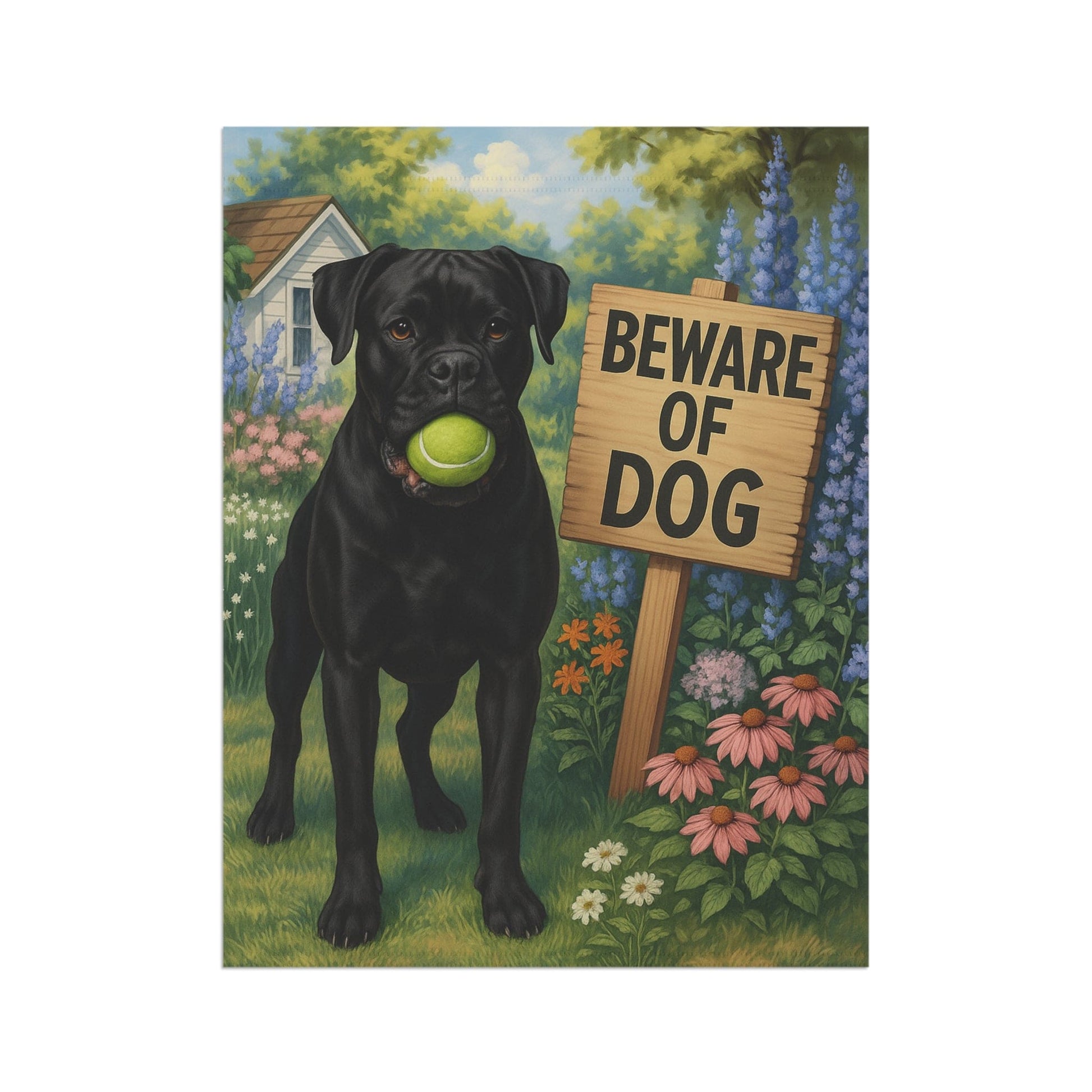 Printify Garden Flag Black Boxer Funny Beware Garden Flag
