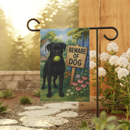Printify Garden Flag Black Boxer Funny Beware Garden Flag