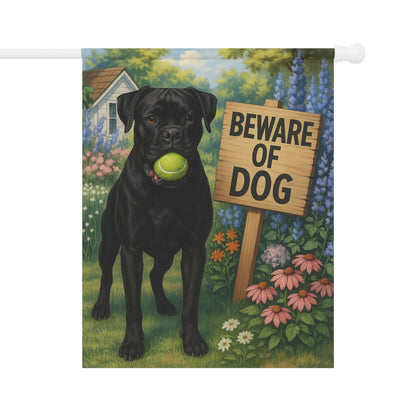 Printify Garden Flag Black Boxer Funny Beware Garden Flag