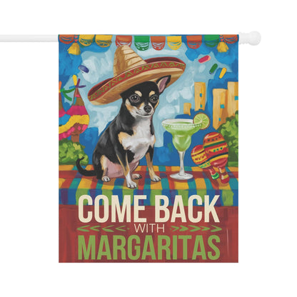 Printify Home Decor 24.5'' × 32'' Black Chihuahua Dog Garden Flag, Cinco de Mayo Fiesta Margarita Drinking Decor, Front Yard Art