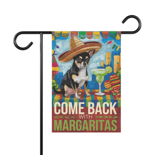 Printify Home Decor 12'' × 18'' Black Chihuahua Dog Garden Flag, Cinco de Mayo Fiesta Margarita Drinking Decor, Front Yard Art