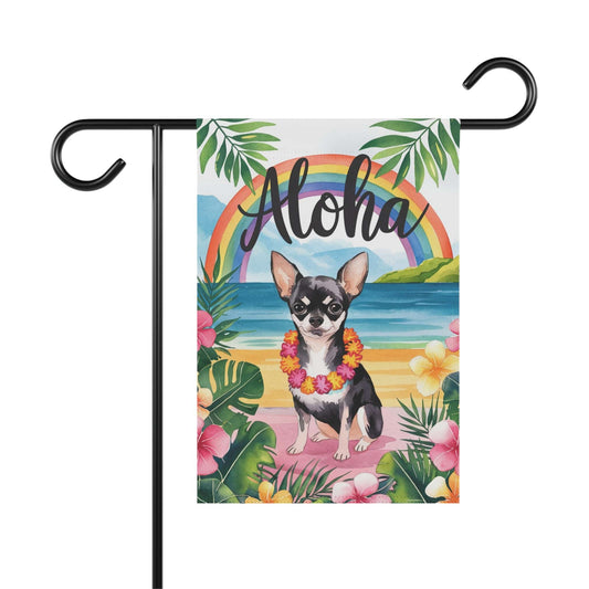 Printify Garden Flag Black Chihuahua Hawaii Garden Flag