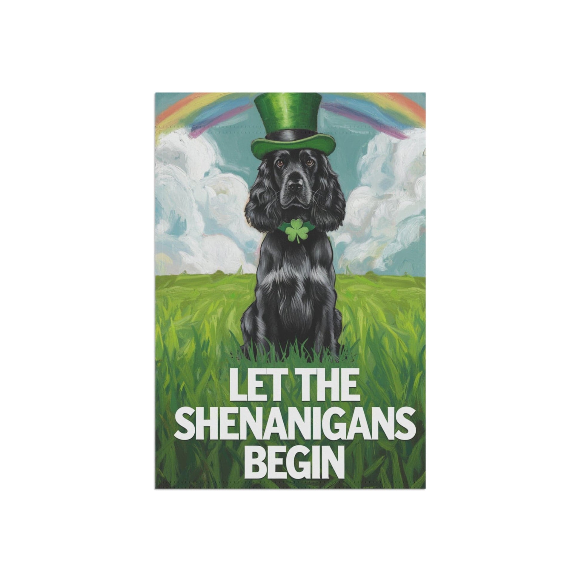 Printify Home Decor 12'' × 18'' Black Cocker Spaniel Garden Flag, Saint Patricks Day Funny Dog Lovers Yard Outside Decor