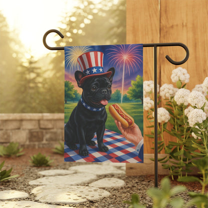 Printify Garden Flag Black French Bulldog 4th of July Garden Flag
