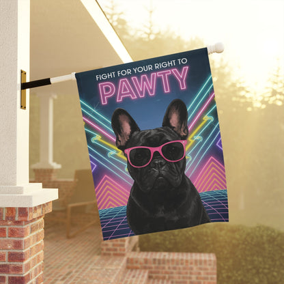 Printify Garden Flag Black French Bulldog 80s Party Garden Flag