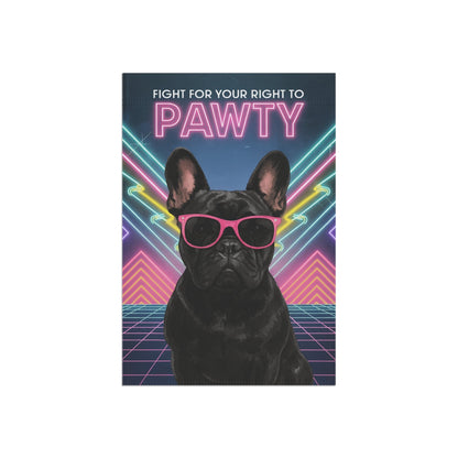Printify Garden Flag Black French Bulldog 80s Party Garden Flag