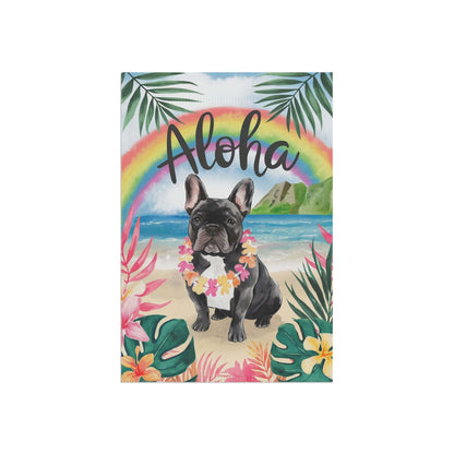Printify Garden Flag Black French Bulldog Aloha Garden Flag