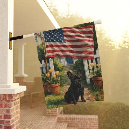 Printify Garden Flag Black French Bulldog America Garden Flag
