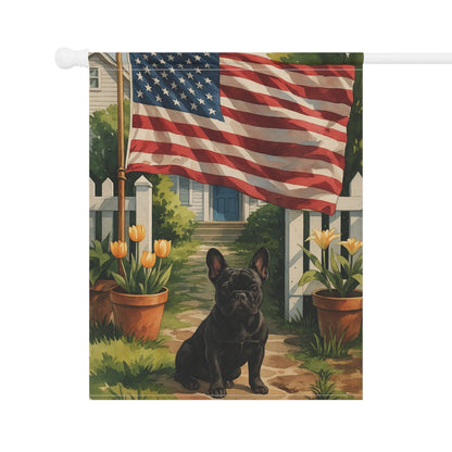 Printify Garden Flag Black French Bulldog America Garden Flag