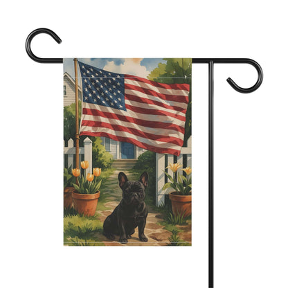 Printify Garden Flag Black French Bulldog America Garden Flag