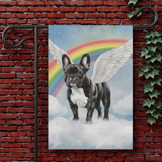Printify Garden Flag 12'' × 18'' Black French Bulldog Angel Garden Flag