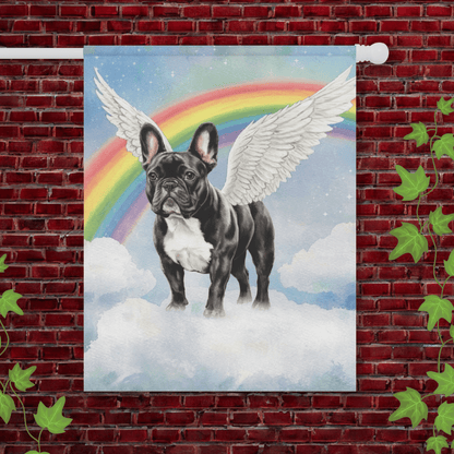 Printify Garden Flag 24.5'' × 32'' Black French Bulldog Angel Garden Flag