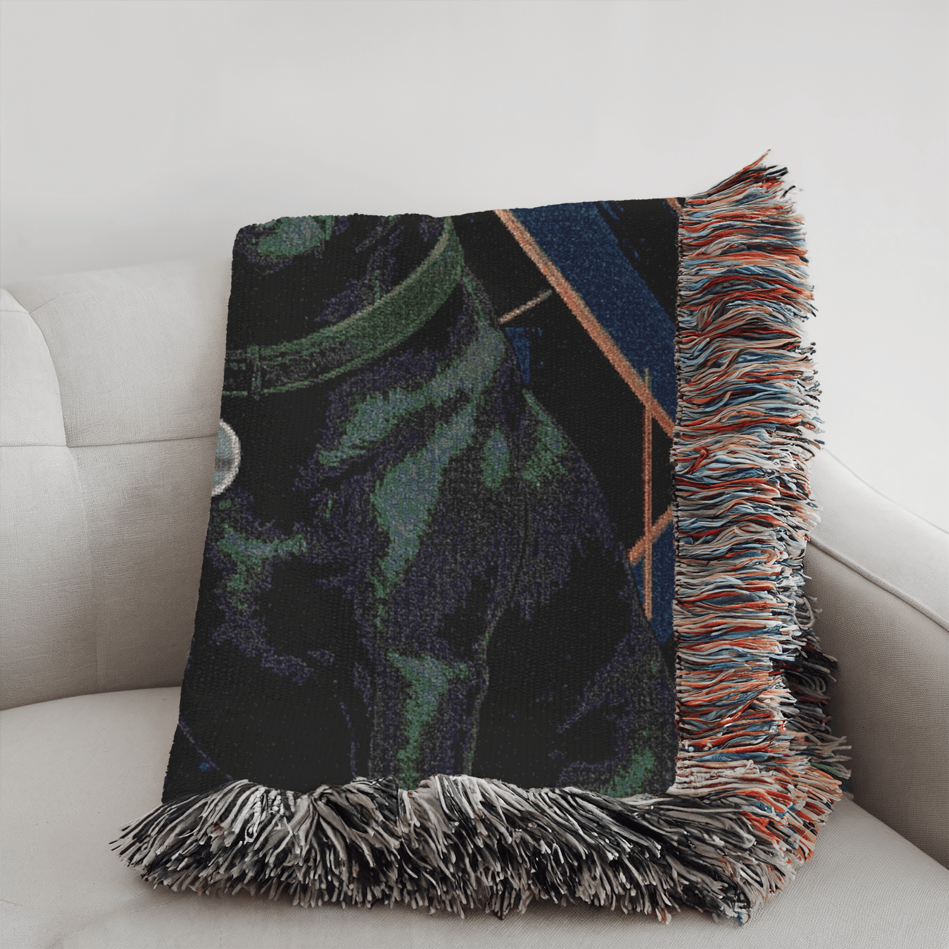Printify Blanket Black French Bulldog Art Deco Woven Blanket