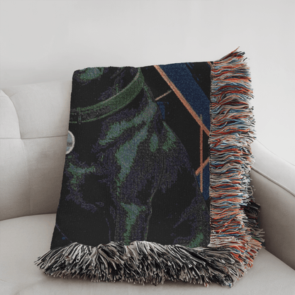Printify Blanket Black French Bulldog Art Deco Woven Blanket