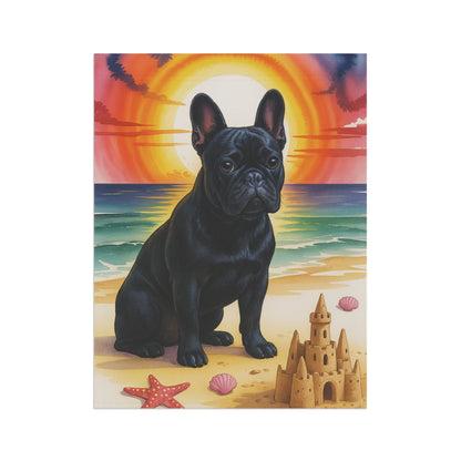 Printify Garden Flag Black French Bulldog Beach Garden Flag