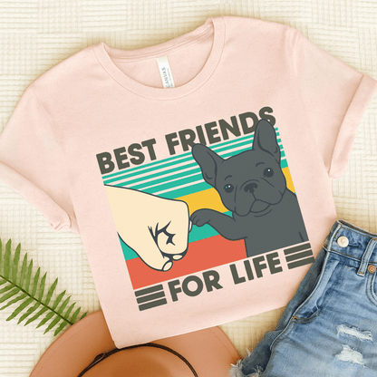 Black French Bulldog Bestie TShirt Soft Pink