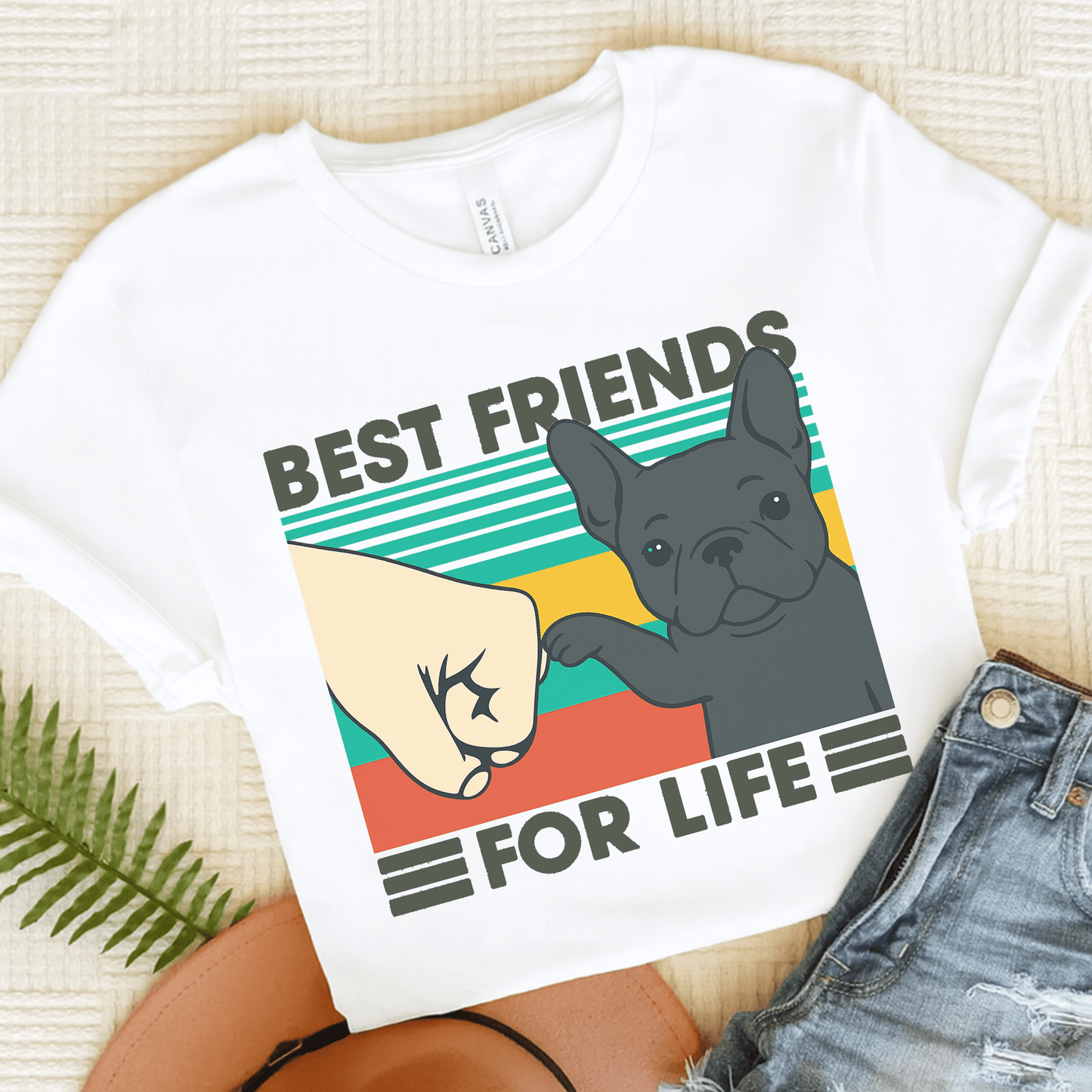 Black French Bulldog Bestie TShirt White