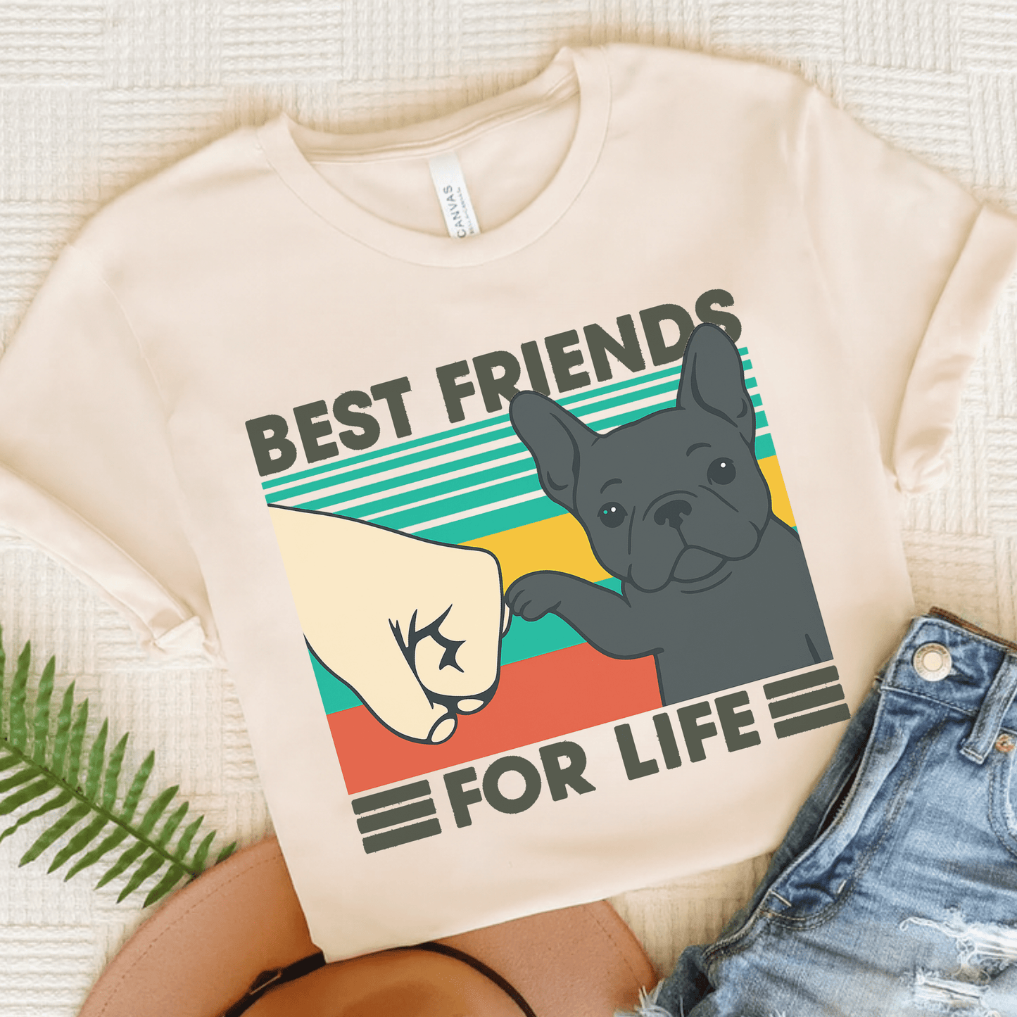 Black French Bulldog Bestie TShirt Natural