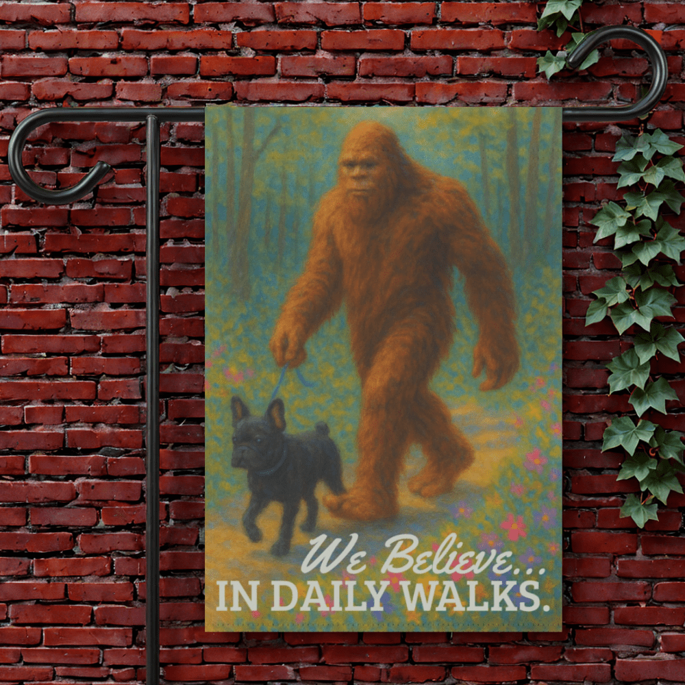 Printify Garden Flag 12'' × 18'' Black French Bulldog Bigfoot Garden Flag