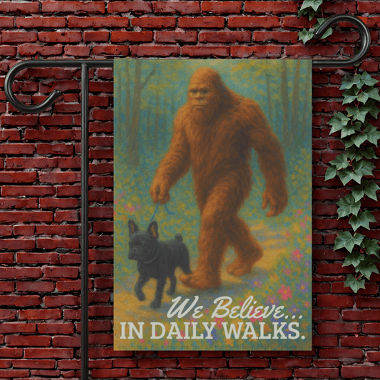 Printify Garden Flag 12'' × 18'' Black French Bulldog Bigfoot Garden Flag