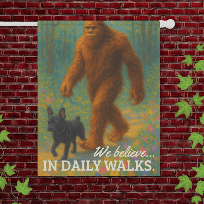 Printify Garden Flag 24.5'' × 32'' Black French Bulldog Bigfoot Garden Flag