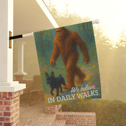 Printify Garden Flag Black French Bulldog Bigfoot Garden Flag