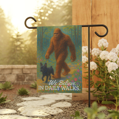 Printify Garden Flag Black French Bulldog Bigfoot Garden Flag