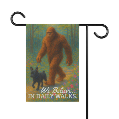 Printify Garden Flag Black French Bulldog Bigfoot Garden Flag
