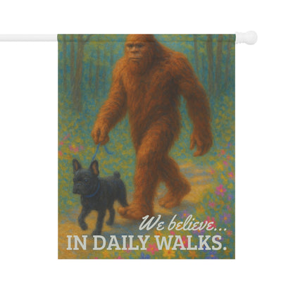 Printify Garden Flag Black French Bulldog Bigfoot Garden Flag
