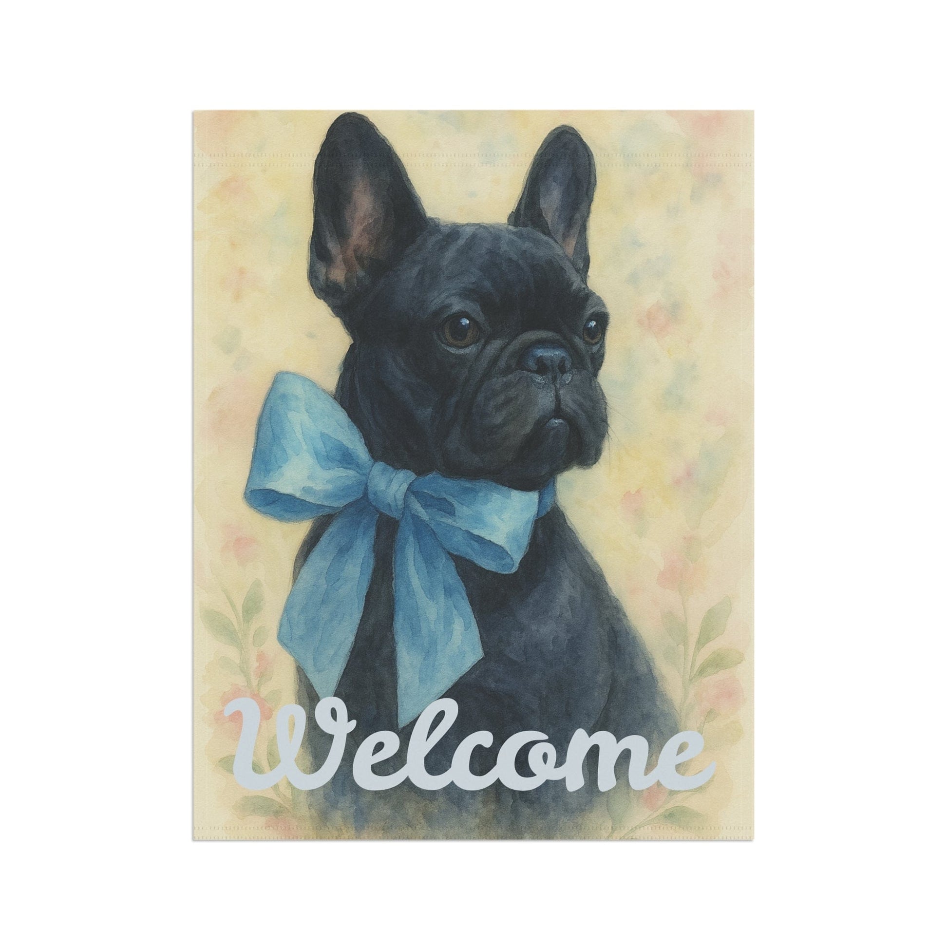 Black French Bulldog Blue Coquette Garden Flag