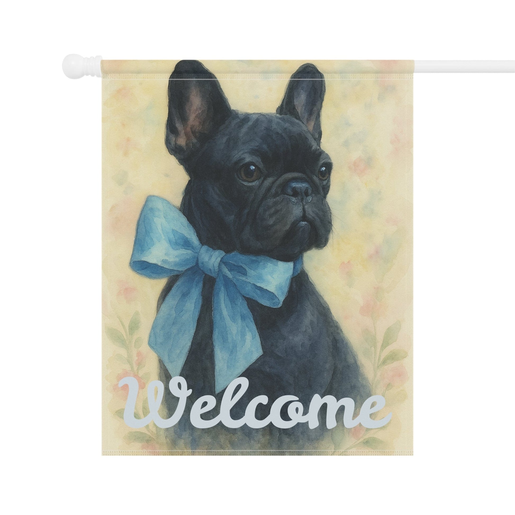 Black French Bulldog Blue Coquette Garden Flag