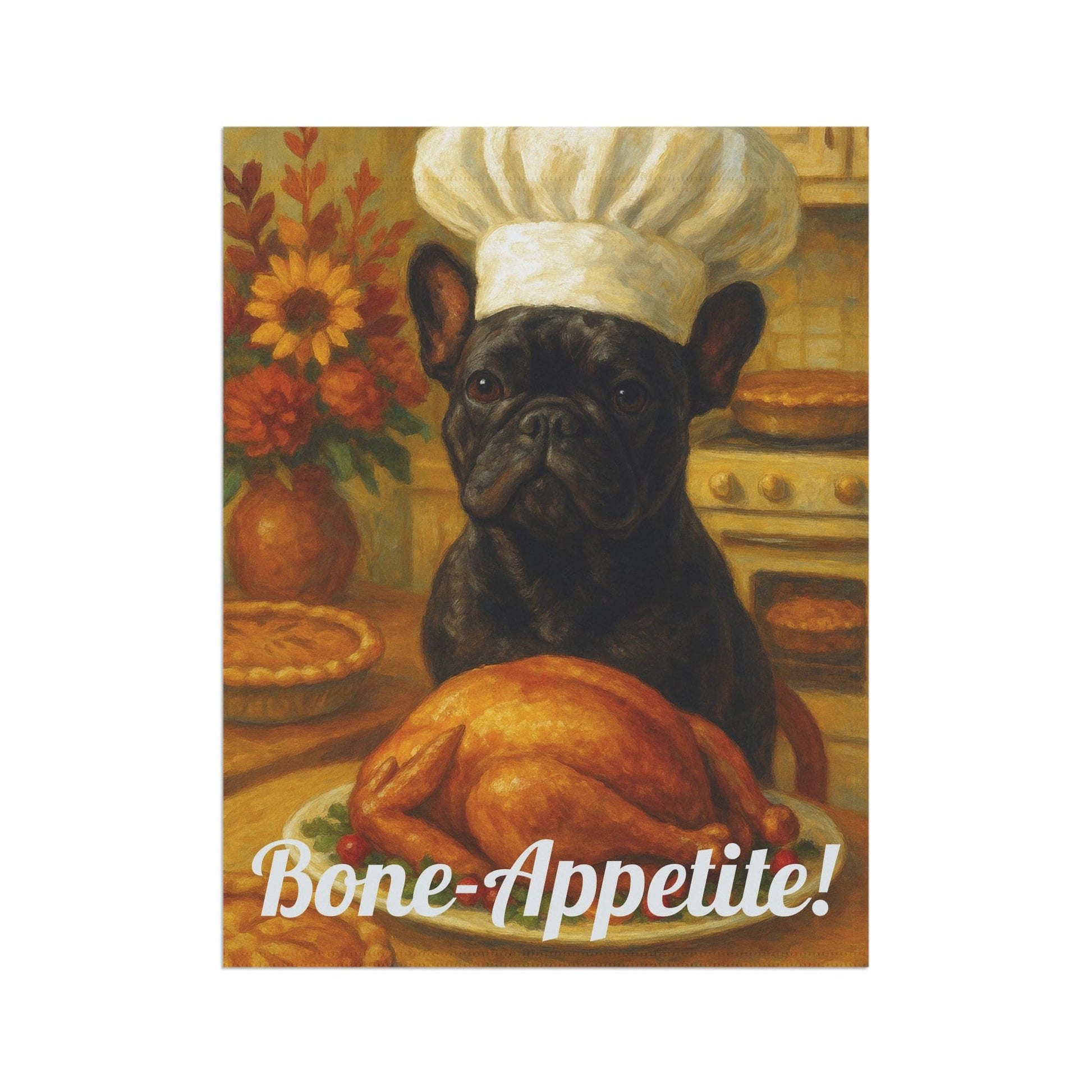Black French Bulldog Bone-Appetite Garden Flag