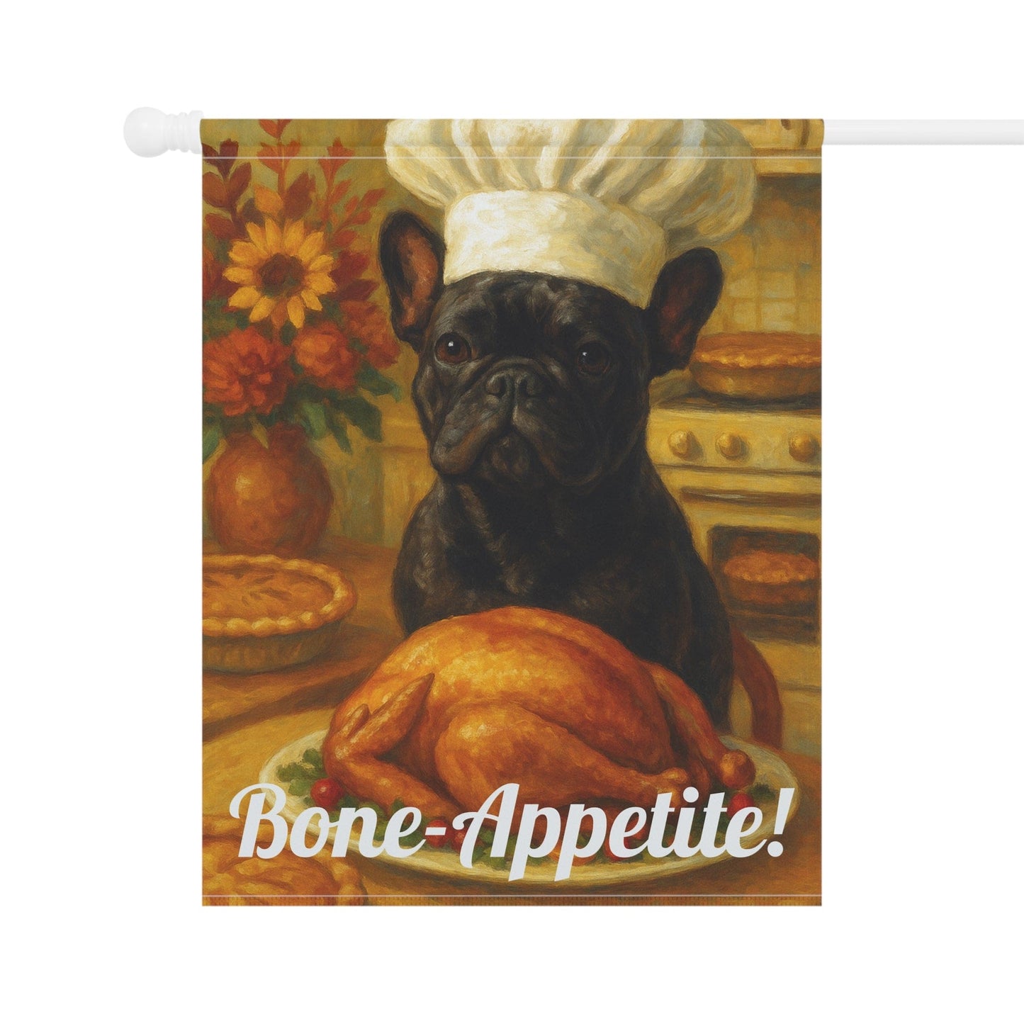 Black French Bulldog Bone-Appetite Garden Flag