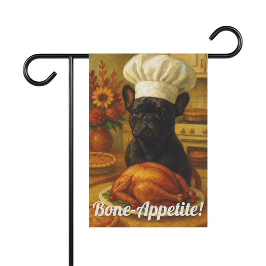 Black French Bulldog Bone-Appetite Garden Flag