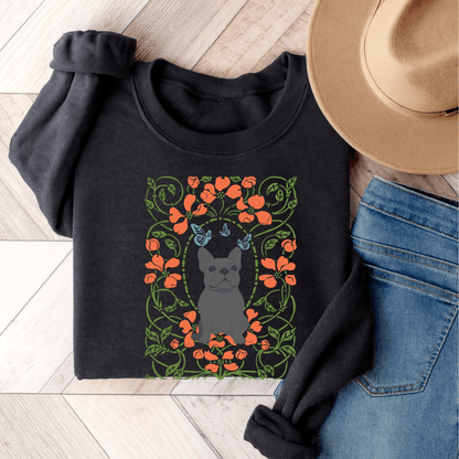 Black French Bulldog Butterfly Frame Sweatshirt Black
