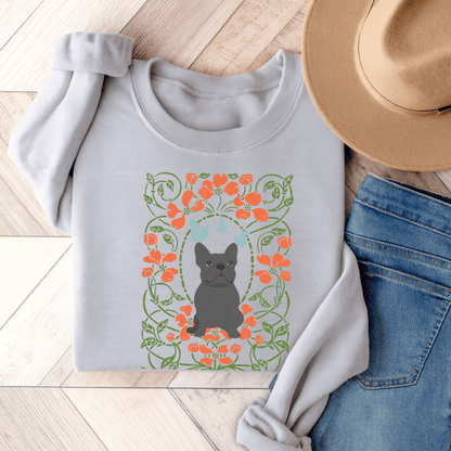 Black French Bulldog Butterfly Frame Sweatshirt Ash