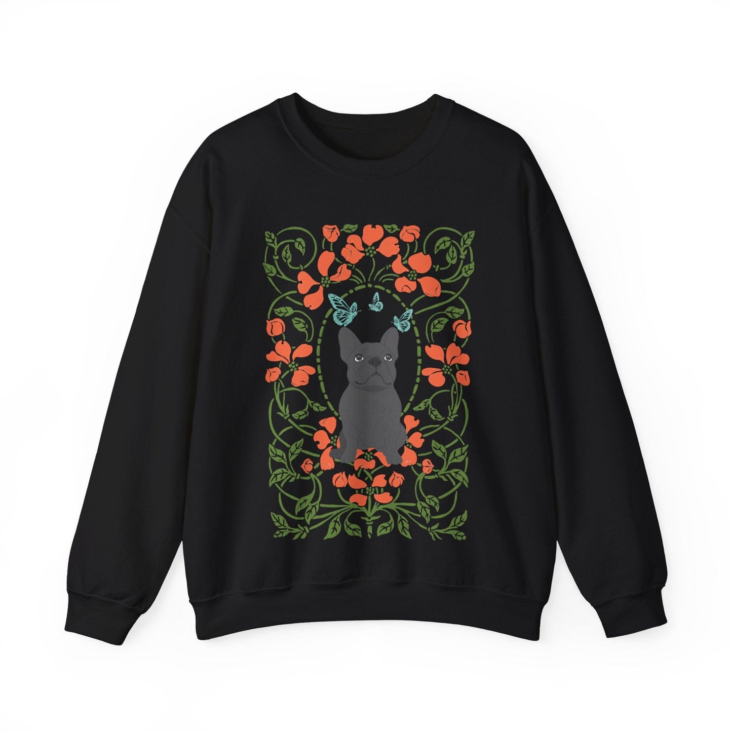 Black French Bulldog Butterfly Frame Sweatshirt