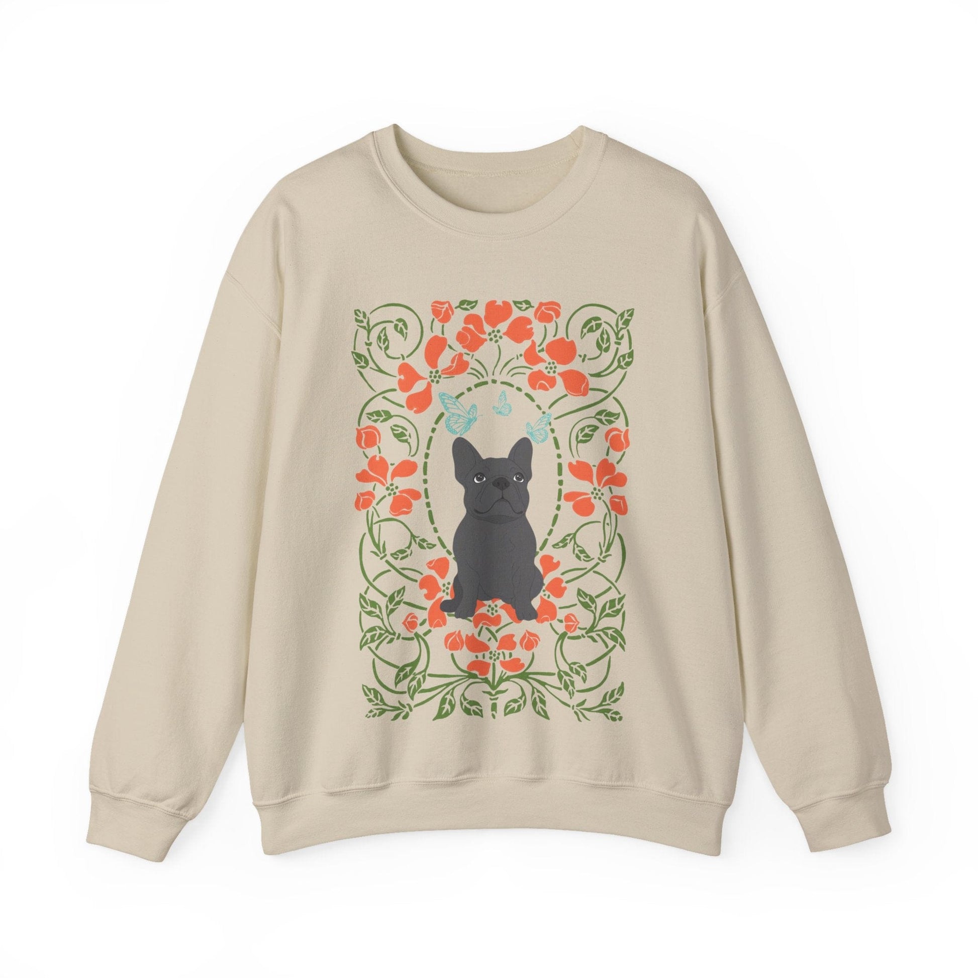 Black French Bulldog Butterfly Frame Sweatshirt