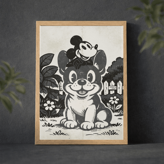 Black French Bulldog Cartoon Mouse Funny Poster Matte