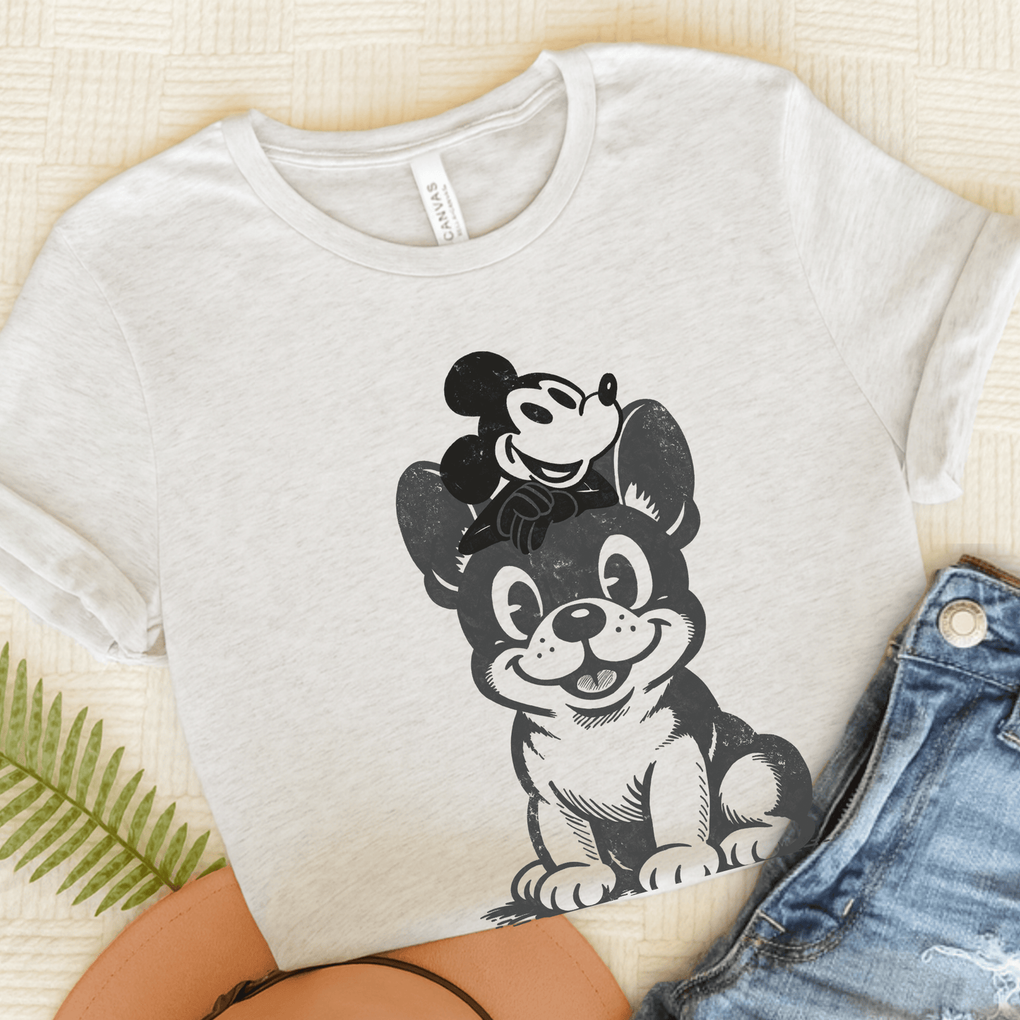 Black French Bulldog Cartoon Mouse Unisex TShirt Ash