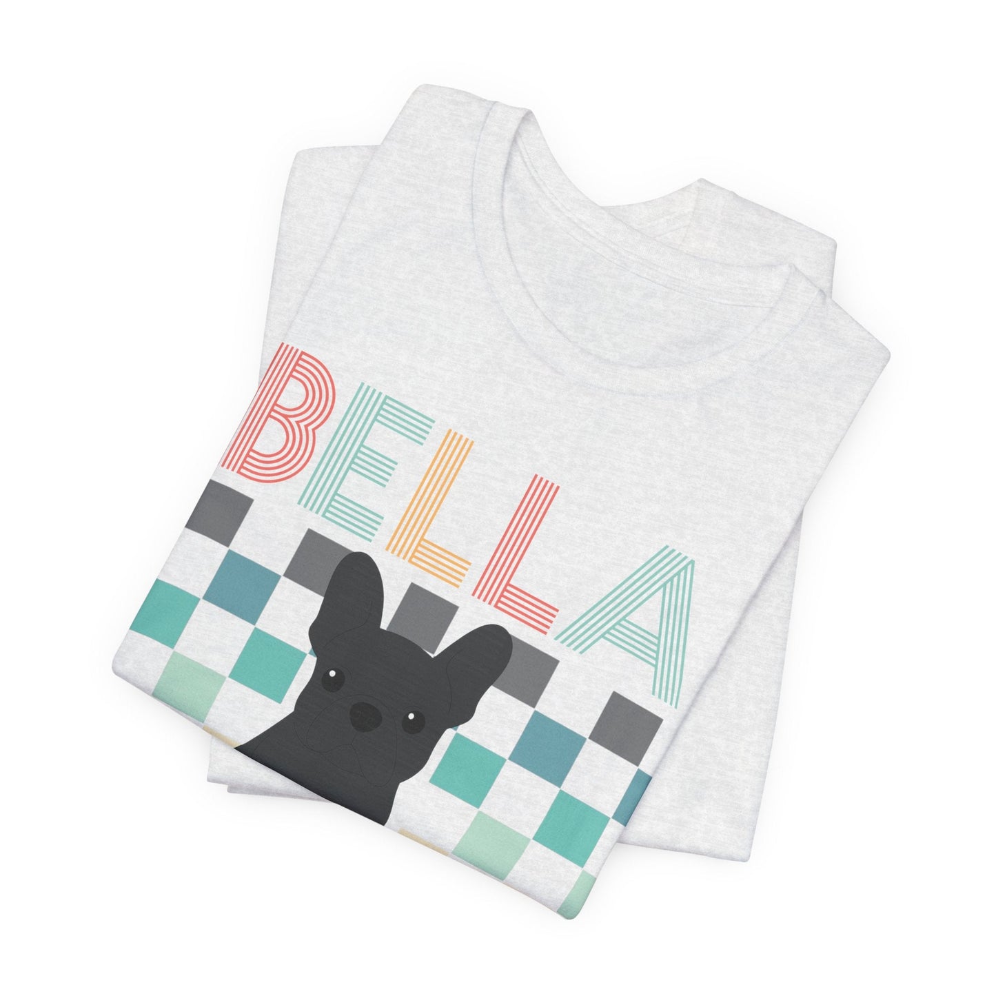 Printify T-Shirt Black French Bulldog Checkered Tee