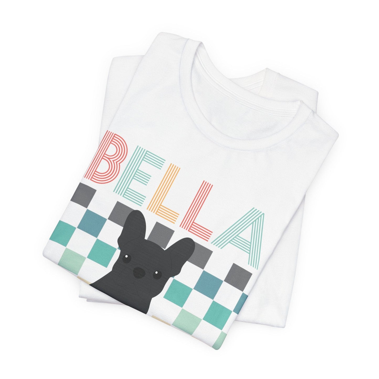 Printify T-Shirt Black French Bulldog Checkered Tee
