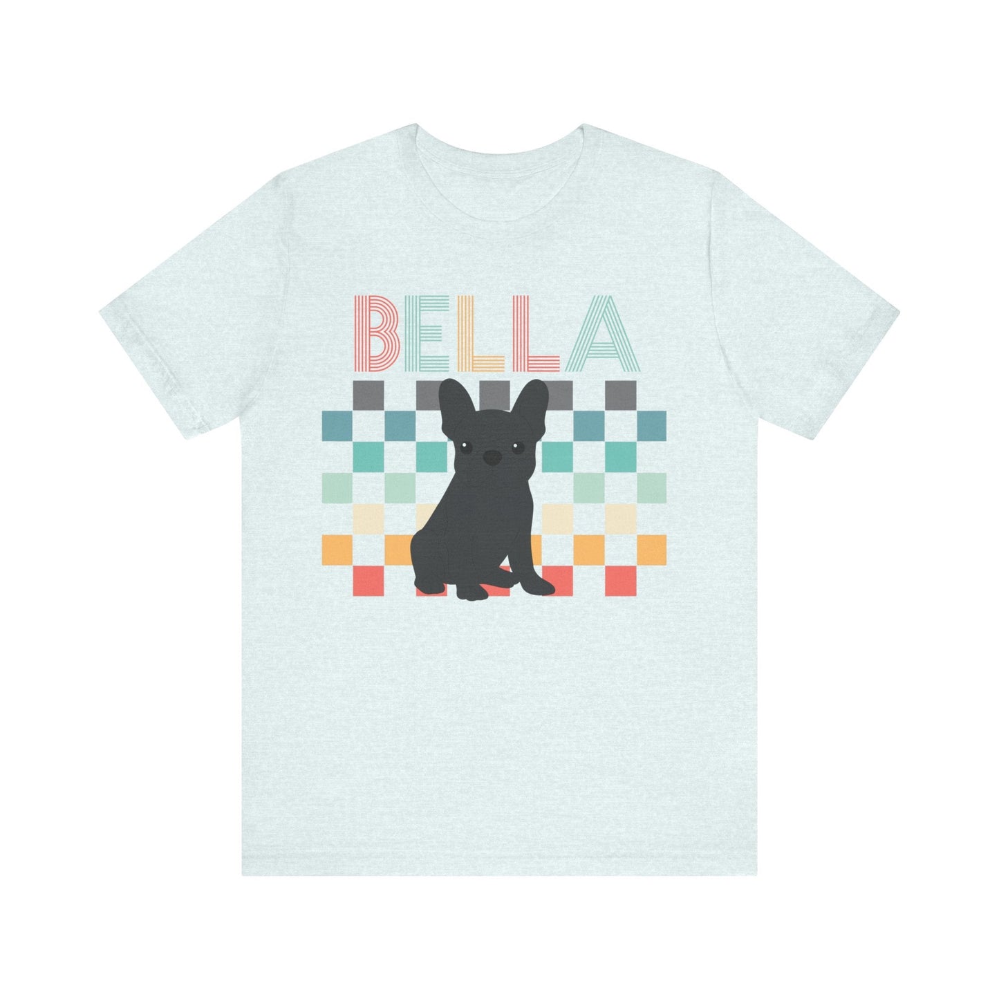 Printify T-Shirt Black French Bulldog Checkered Tee