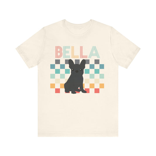 Printify T-Shirt Black French Bulldog Checkered Tee