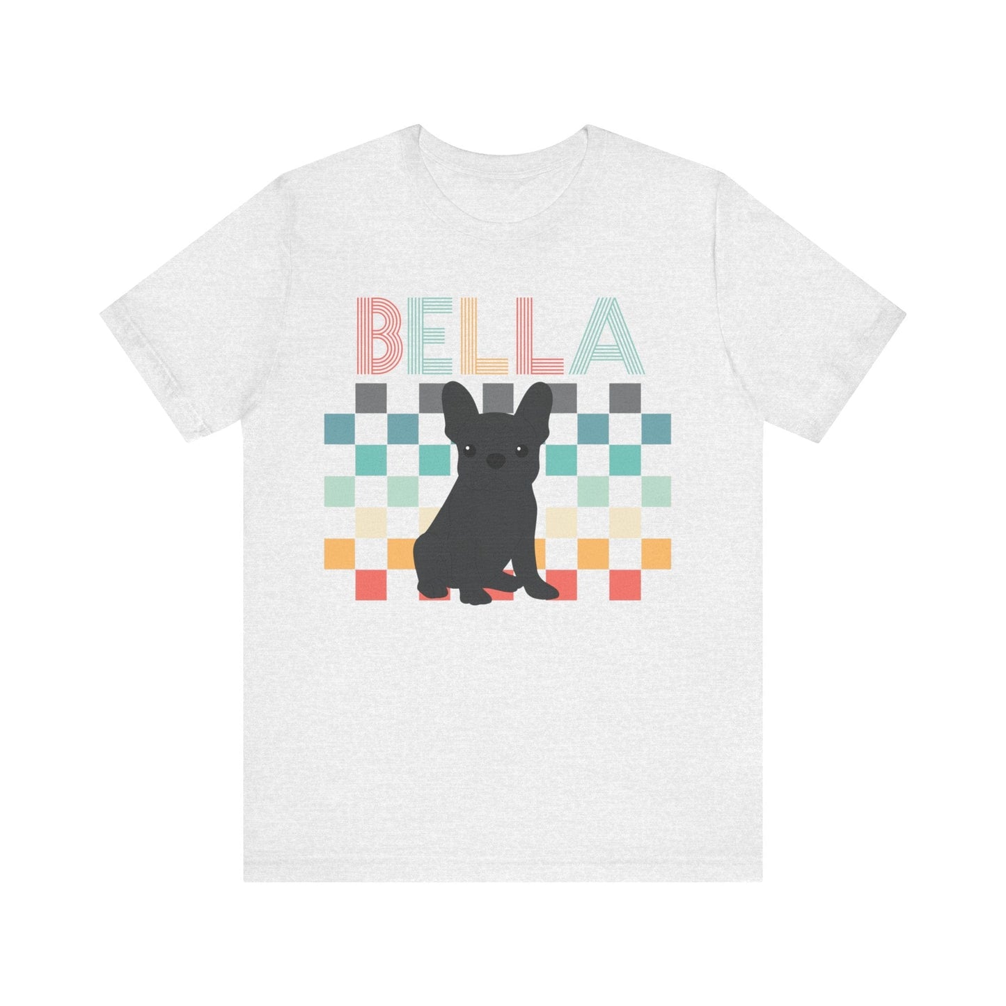 Printify T-Shirt Black French Bulldog Checkered Tee