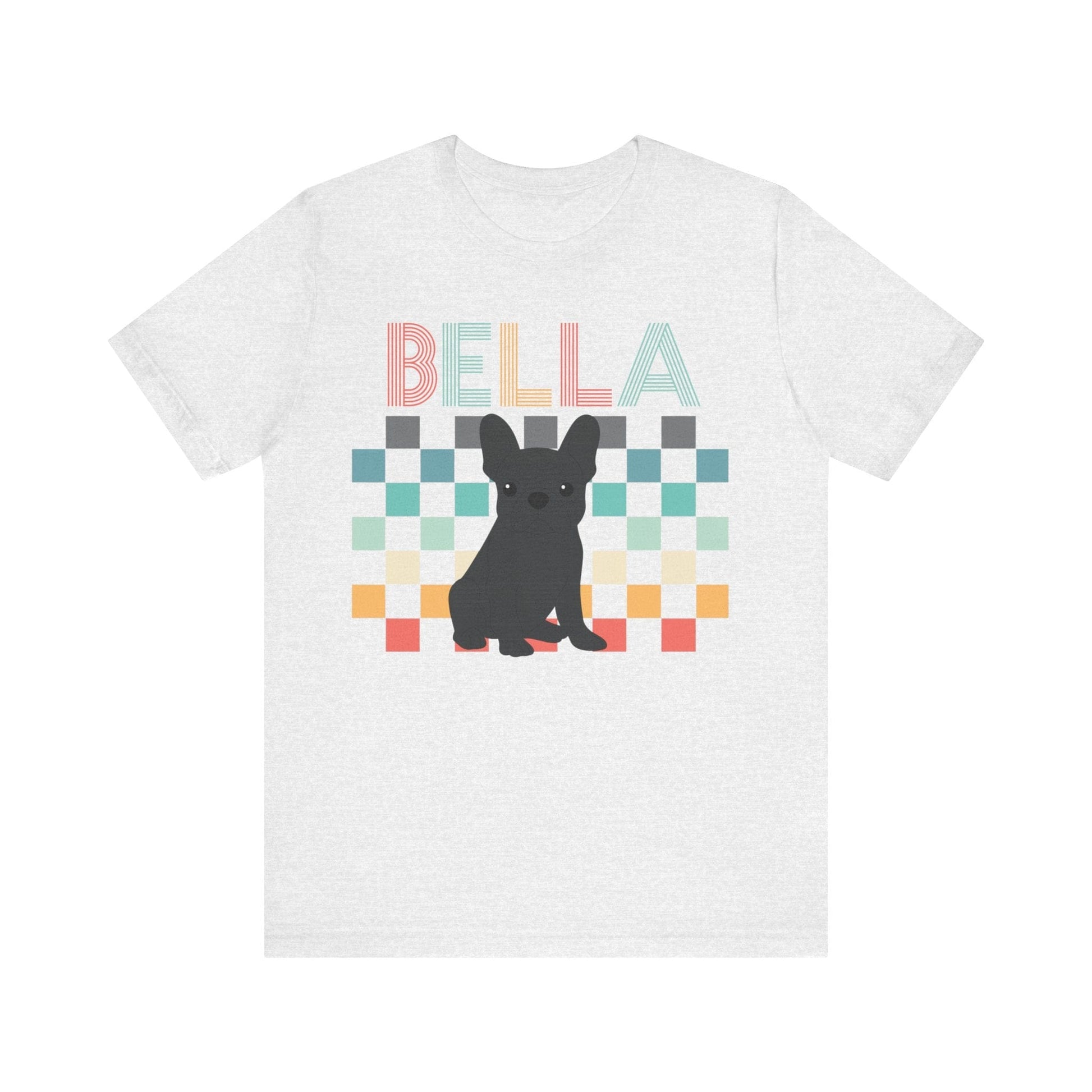 Printify T-Shirt Black French Bulldog Checkered Tee