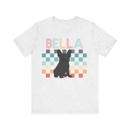 Printify T-Shirt Black French Bulldog Checkered Tee