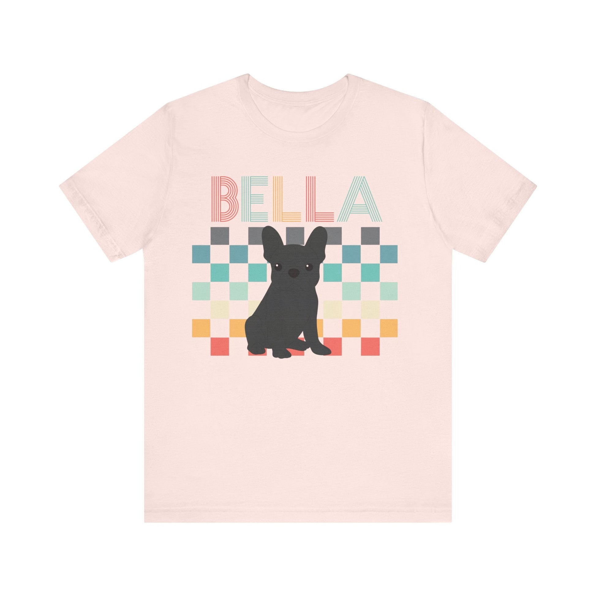 Printify T-Shirt Black French Bulldog Checkered Tee